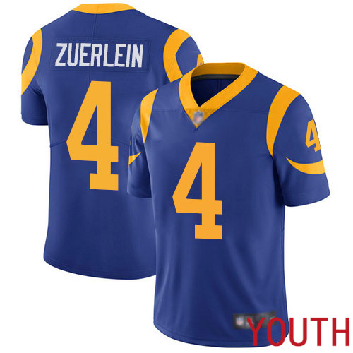 Los Angeles Rams Limited Royal Blue Youth Greg Zuerlein Alternate Jersey NFL Football #4 Vapor Untouchable